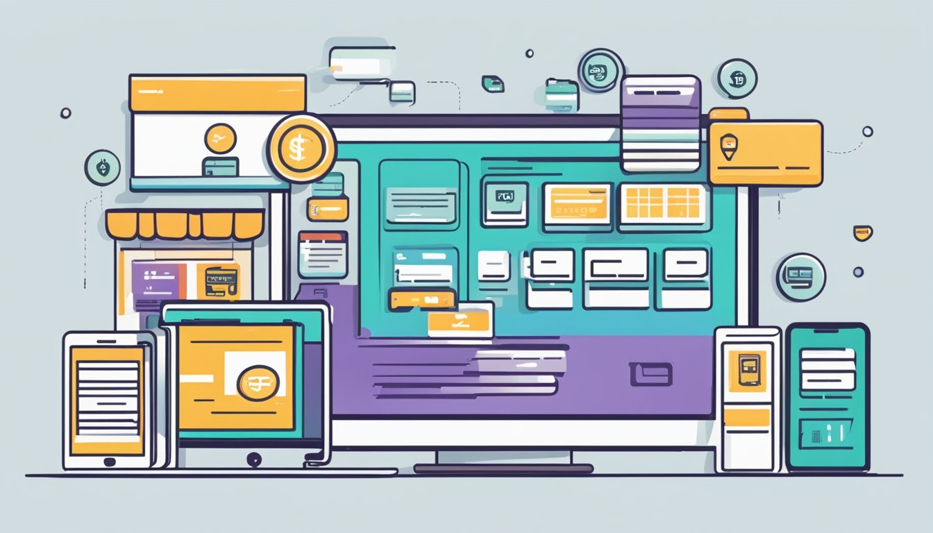 En dataskjerm som viser ulike betalingsalternativer for netthandelstransaksjoner