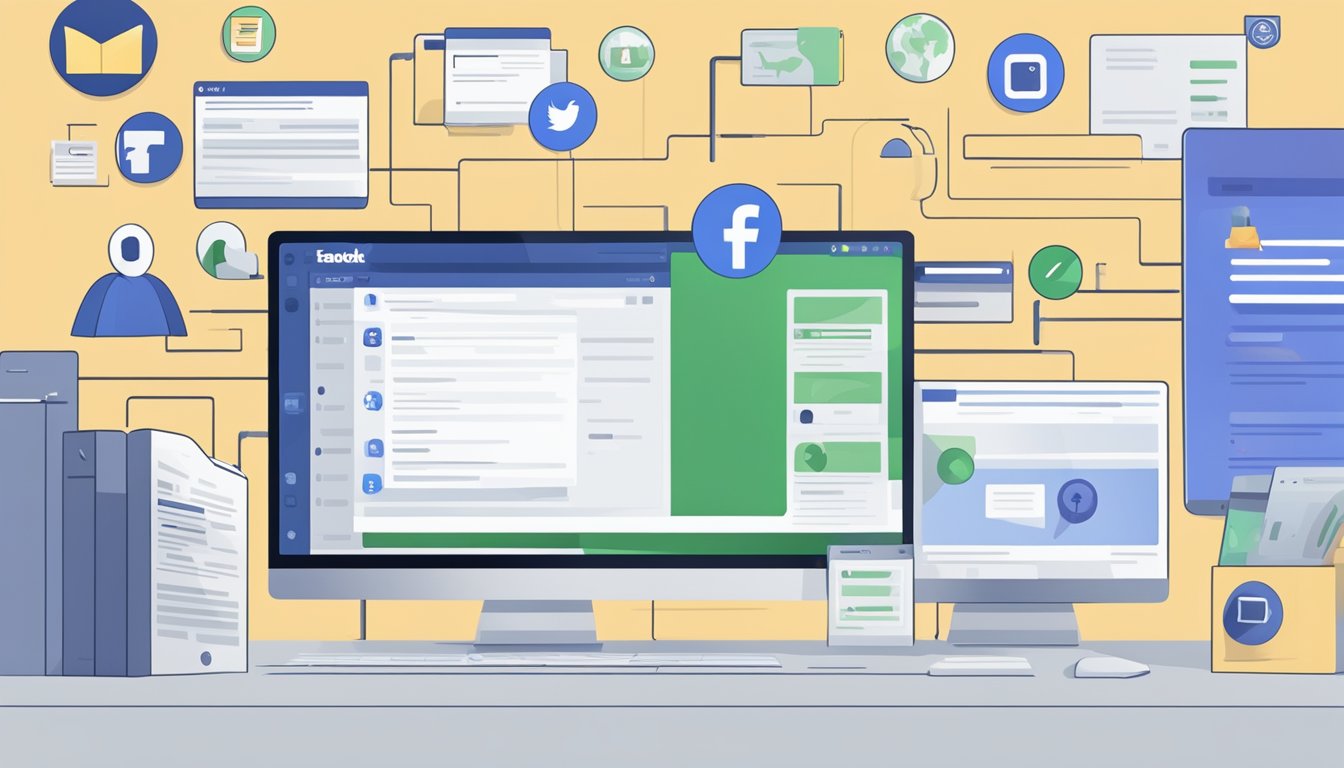 En dataskjerm som viser Facebooks personverninnstillinger og annonsealternativer