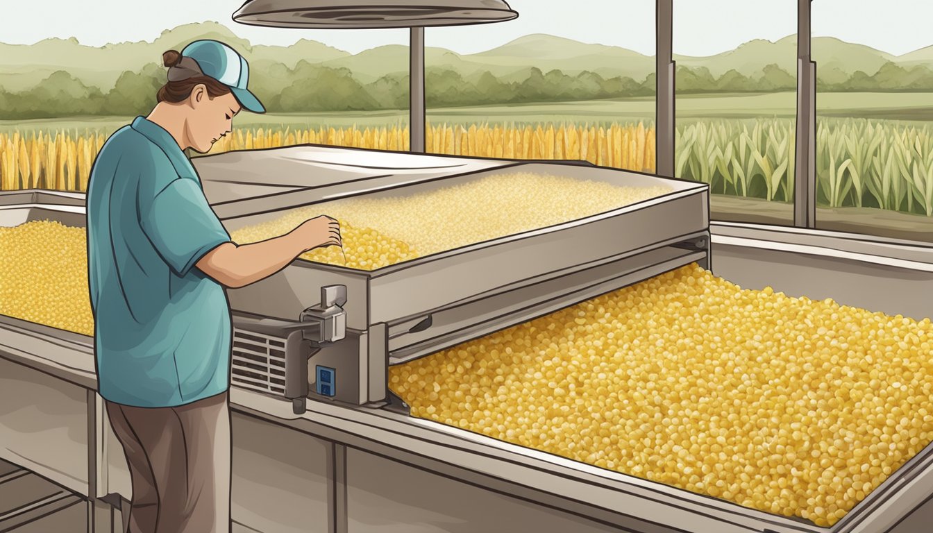 A person using a dehydrator to dry out corn silk for health and wellness applications