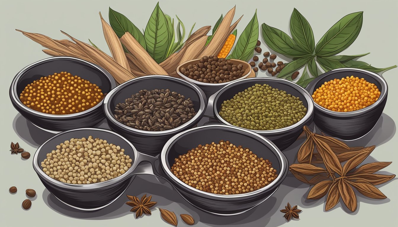 A variety of whole spices, such as cumin seeds, coriander seeds, and peppercorns, are being toasted in a dry skillet, releasing their aromatic flavors