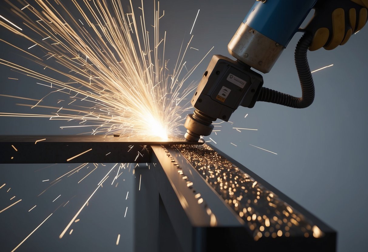 Plazma kesici metali keserken kıvılcımlar uçarak temiz ve hassas bir kenar oluşturur