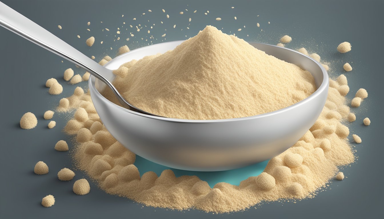 A pound of coconut flour pouring into a pile of tablespoons