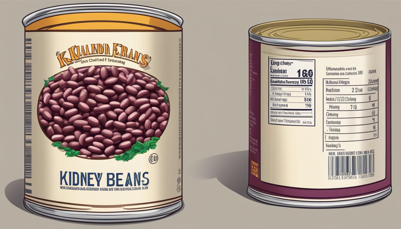 A can of kidney beans with a label showing the ounces