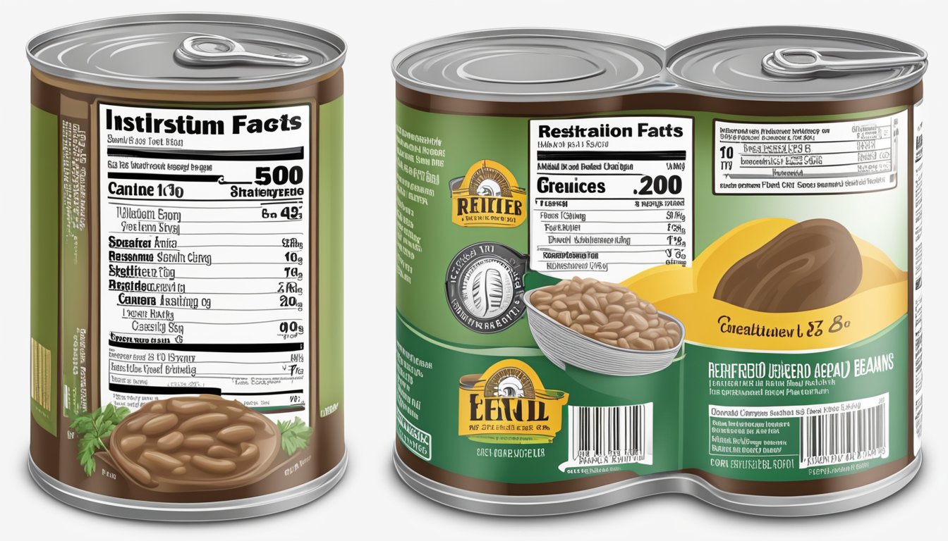 A can of refried beans with a label displaying the weight in ounces