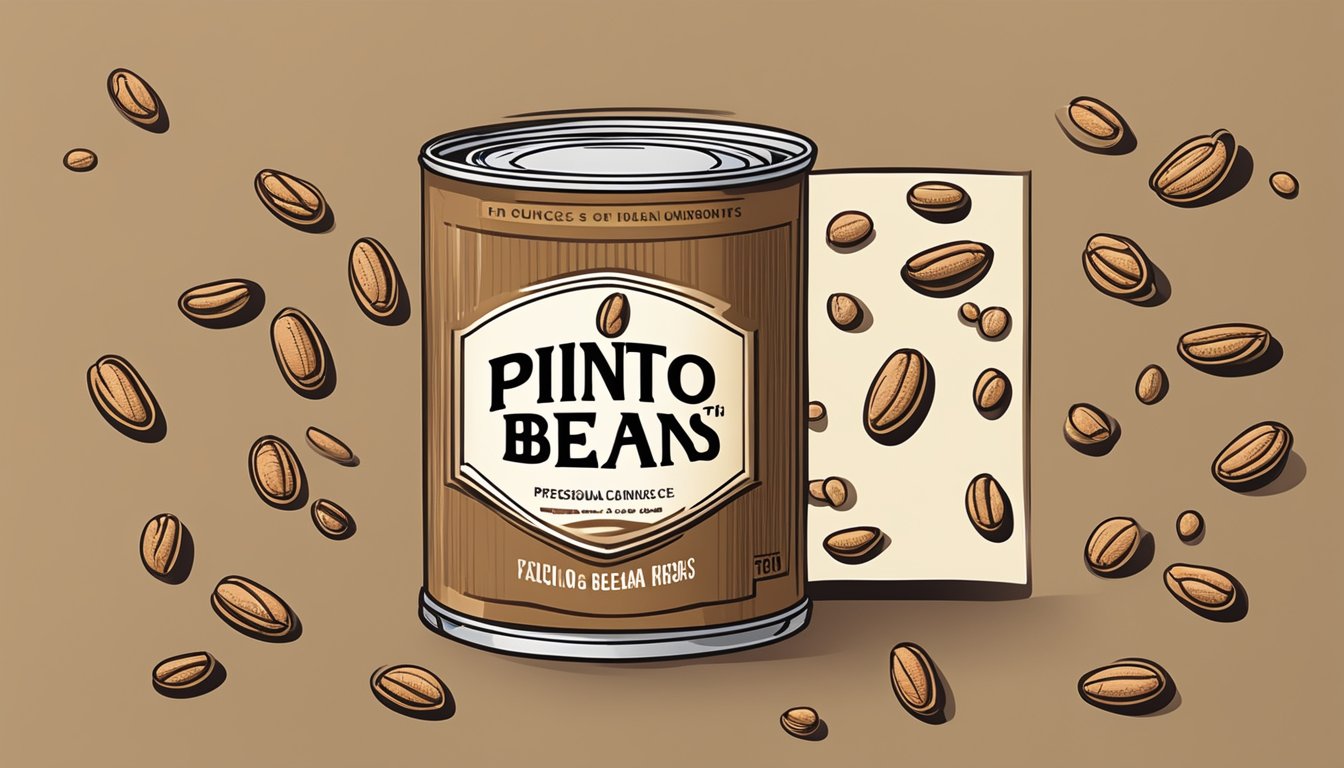 A can of pinto beans with a label indicating the number of ounces