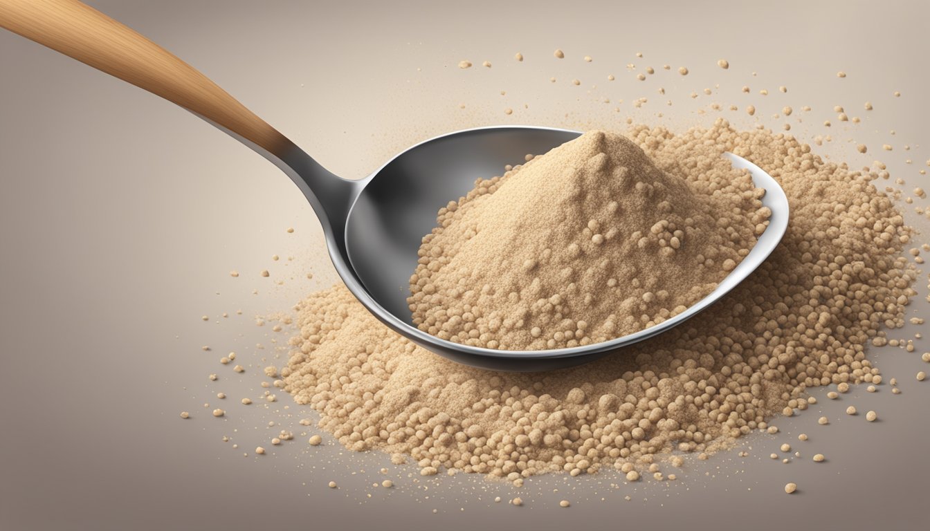 A pound of buckwheat flour pouring into a pile of tablespoons