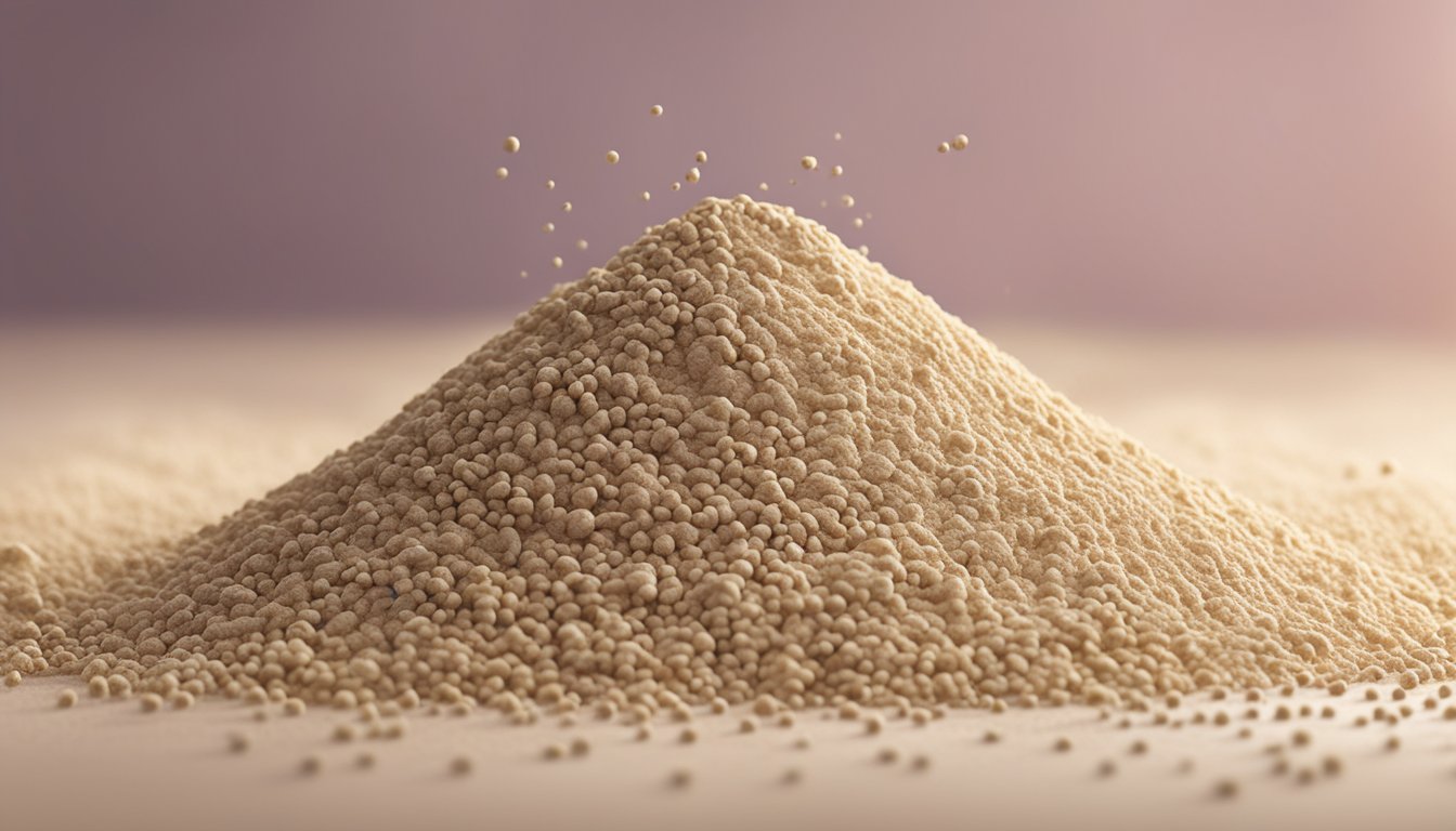 A pound of buckwheat flour pouring into a pile of tablespoons