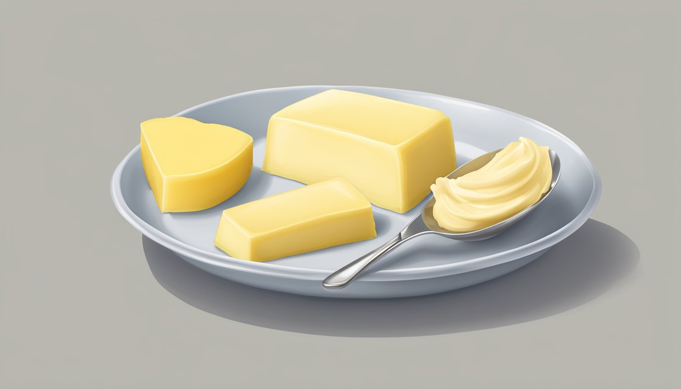 A quarter pound of butter being measured out into tablespoons