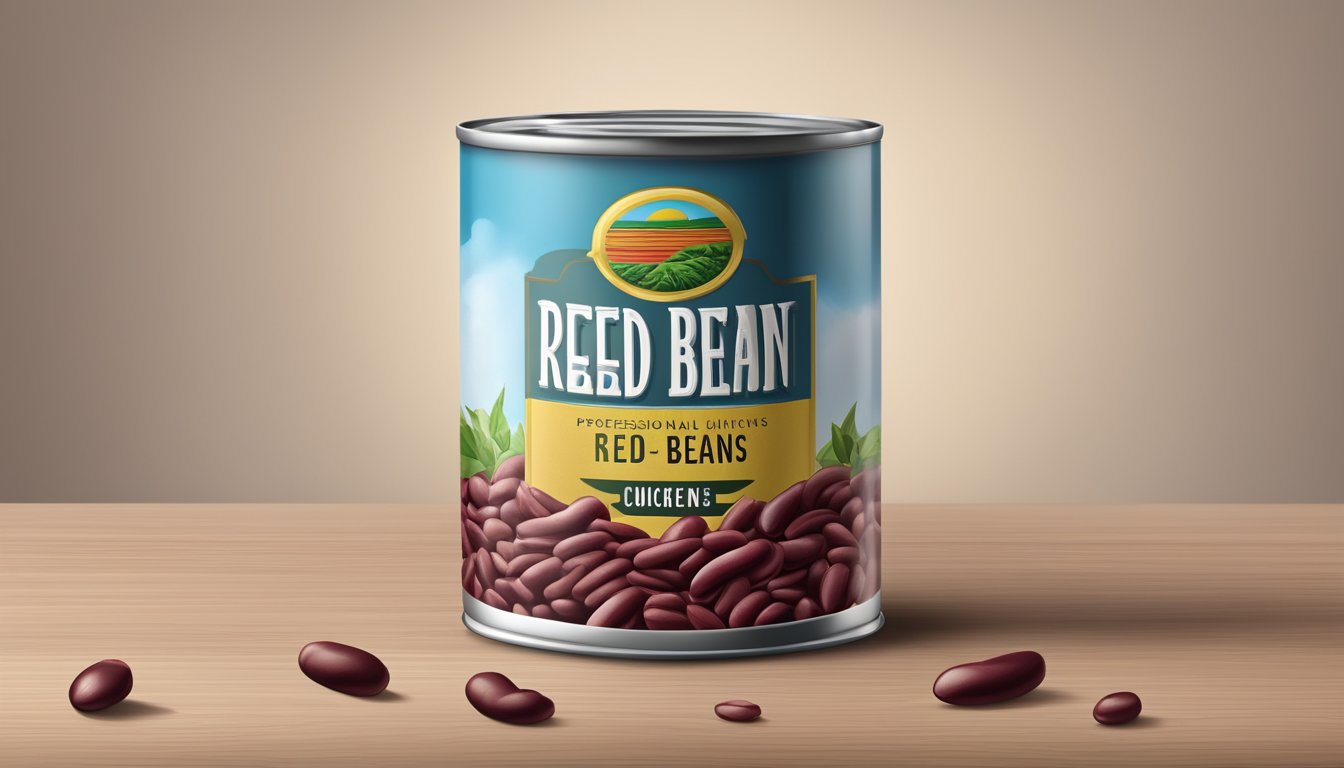 A can of red kidney beans with ounces marked on the label