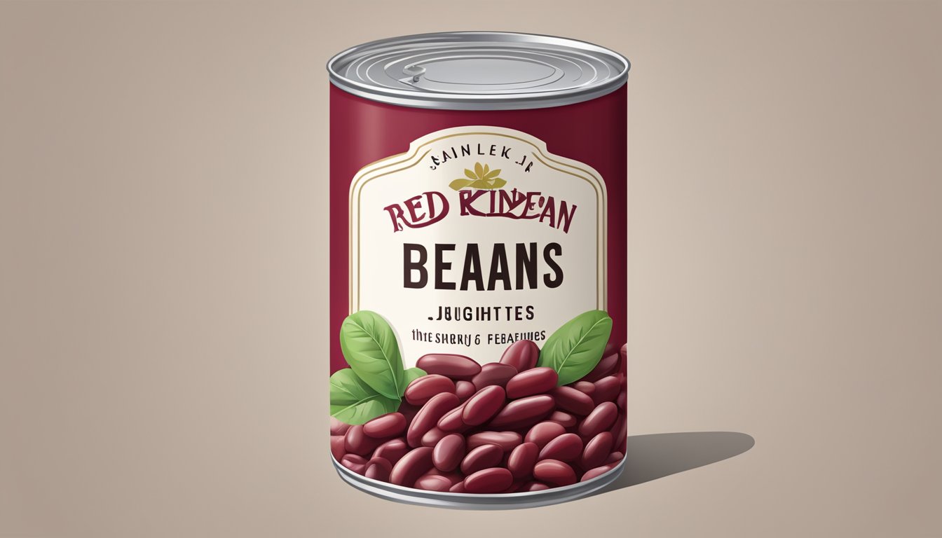 A can of red kidney beans with a label showing the weight in ounces