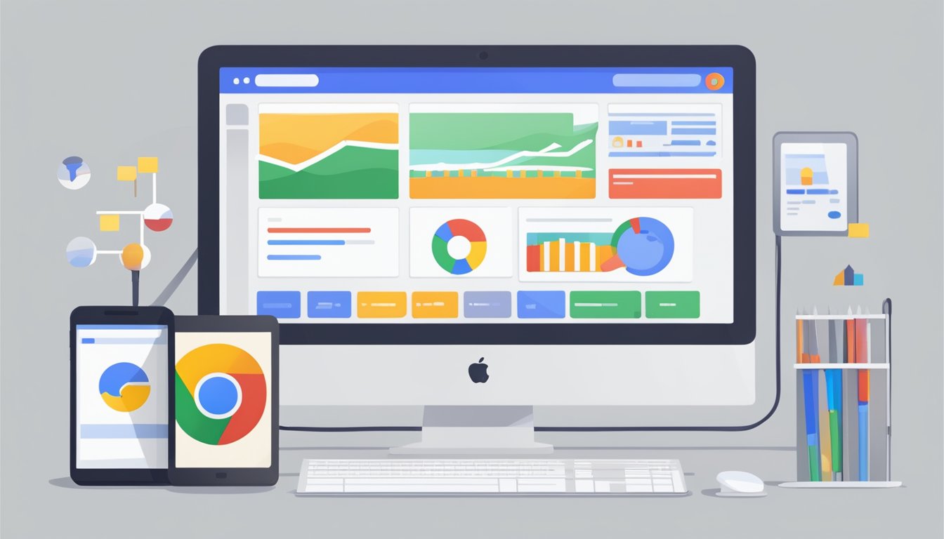 En dataskjerm som viser en Google annonseplassering og nettverksinnstillinger