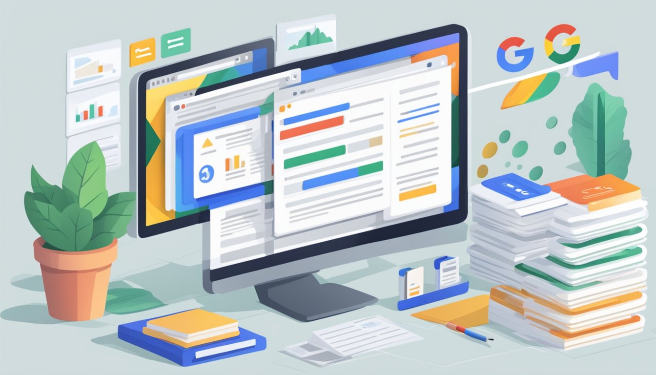 En dataskjerm som viser retningslinjer og forskrifter for Google Ads