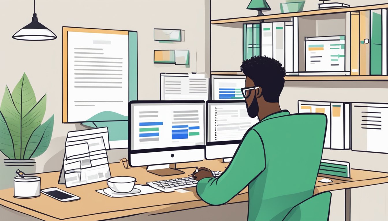 En person som lager e-postlister på MailerLite, bruker en datamaskin og organiserer data