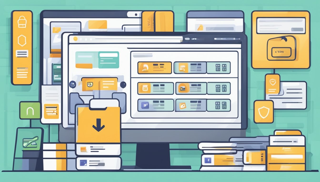 En sikker online betalingsprosess med ulike betalingsalternativer vist på en dataskjerm i en moderne og stilren nettbutikk