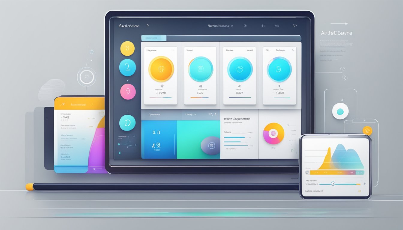 En slank og moderne brukergrensesnitt med rene linjer og livlige farger, med intuitiv navigasjon og interaktive elementer