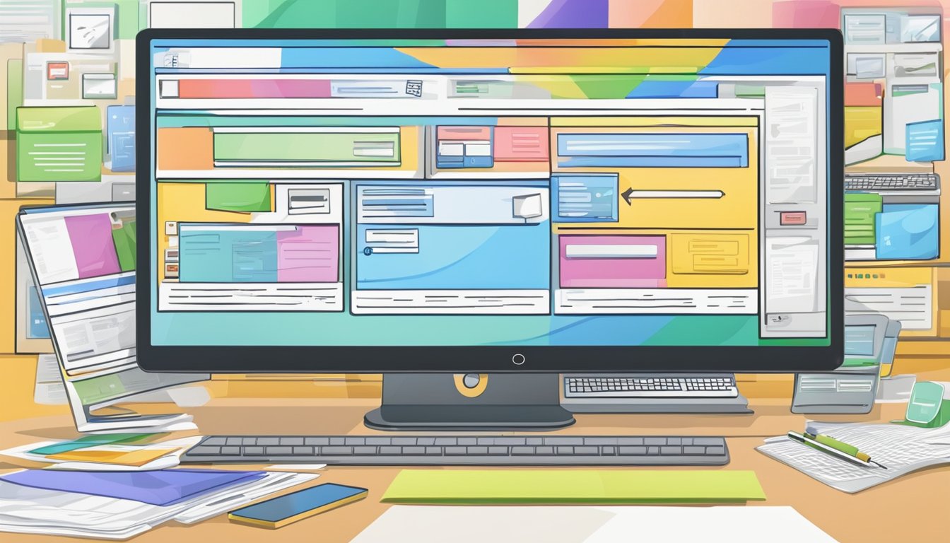 En dataskjerm som viser forskjellige nettstedsmaler og tilpasningsalternativer
