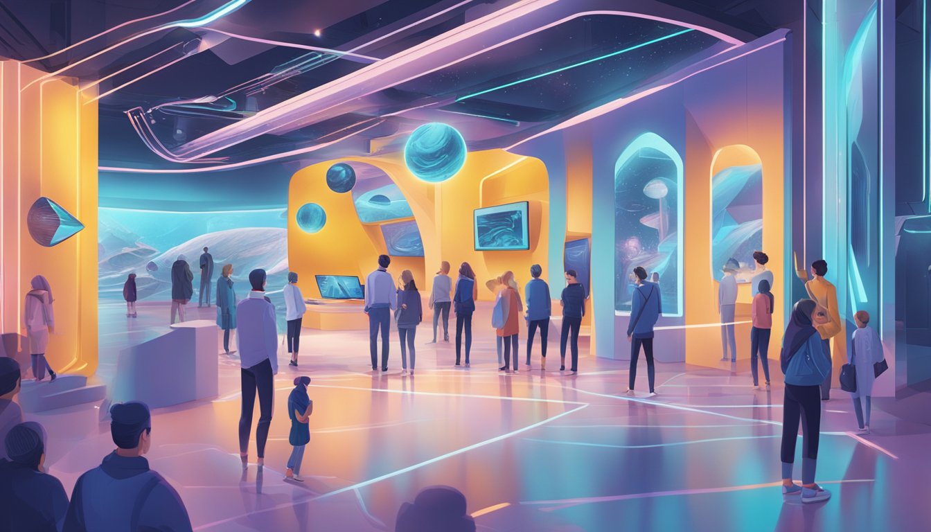 En futuristisk kunst- og teknologisutstilling på en Wix-nettside, med AI og digitale kreasjoner