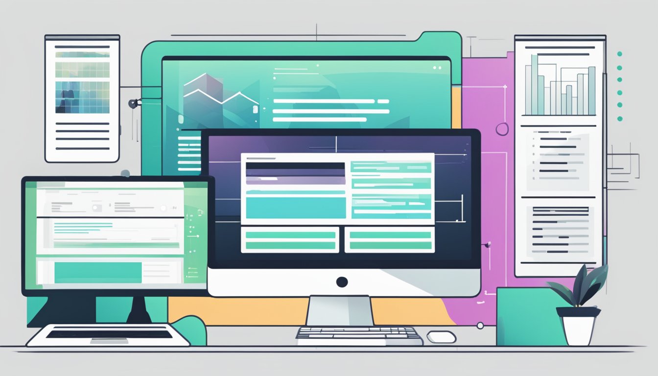 En dataskjerm som viser utviklingen av et tilpasset wordpress theme, med kode og designelementer som blir redigert og raffinert