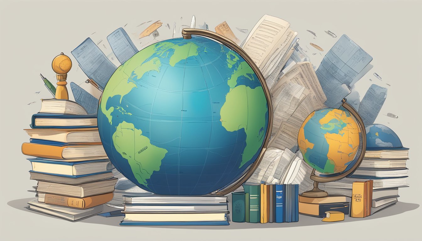 En globus omgitt av ulike språkdikter og oversettelsesverktøy