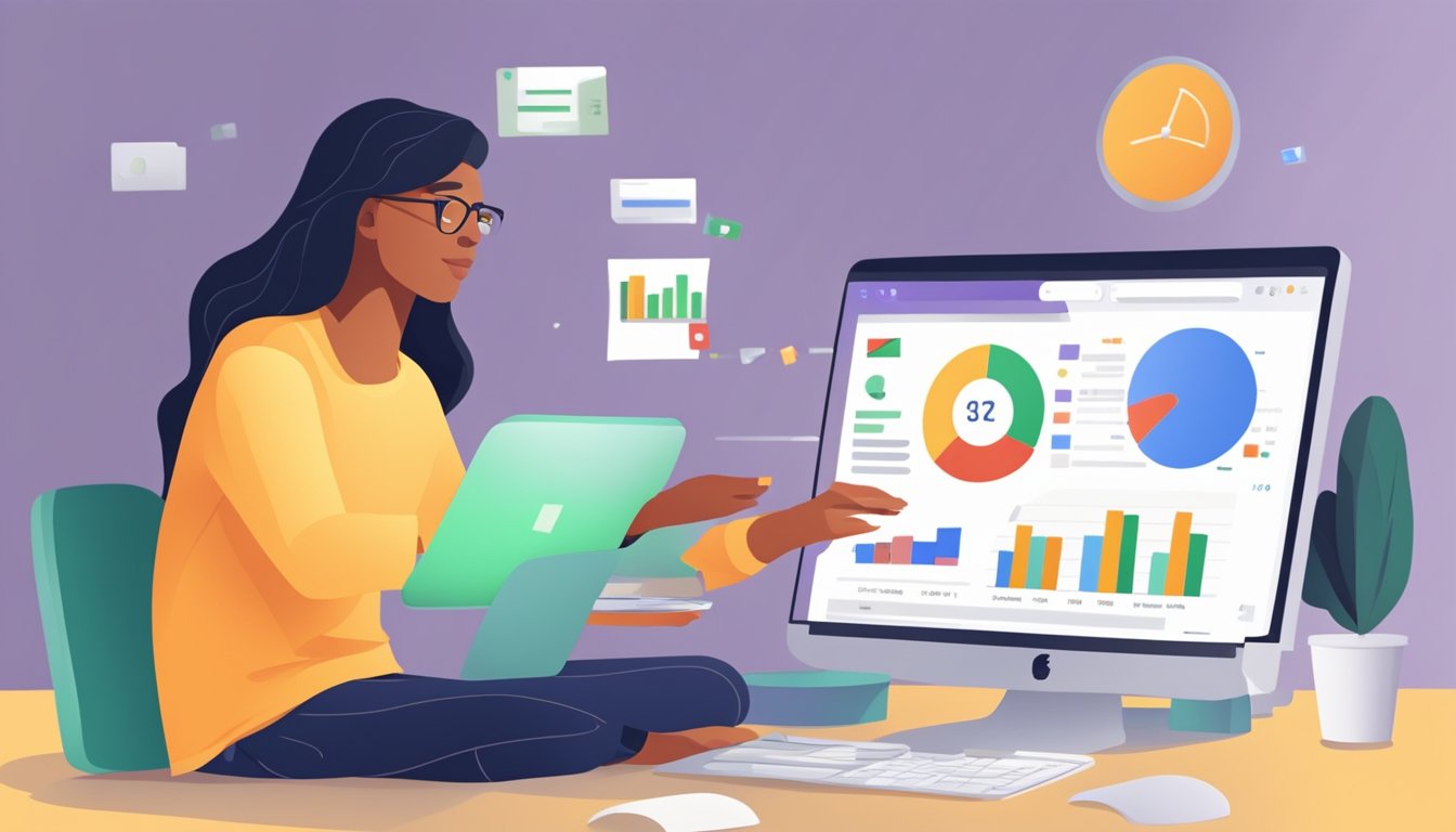 En person som analyserer Google annonse ROI-data på en datamaskin