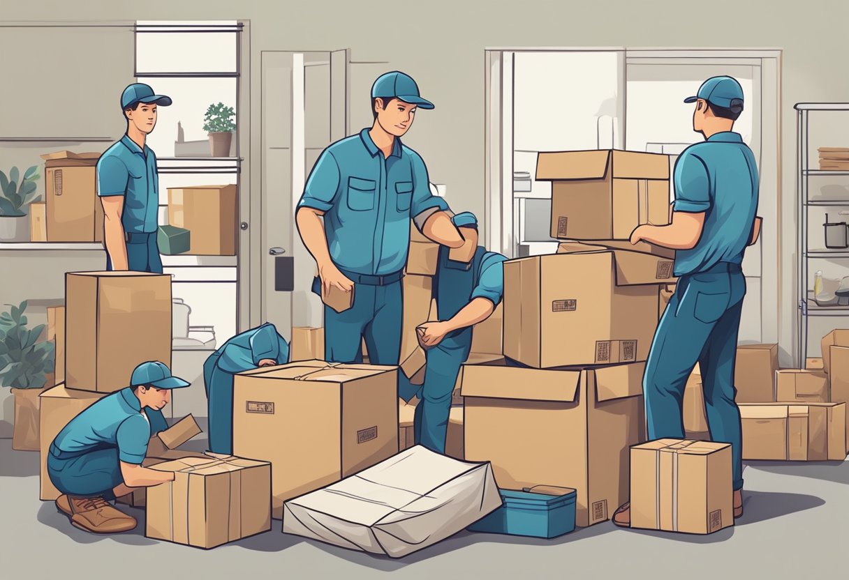 A team of professional packers carefully wrapping and boxing up household items in a tidy and efficient manner, ready for a smooth and stress-free move