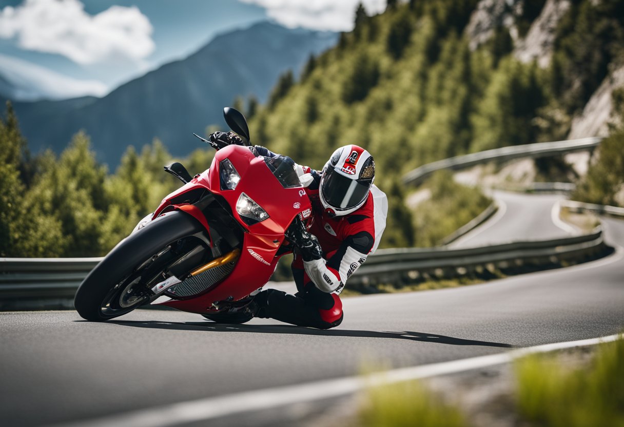 A Ducati 749 racing through a twisty mountain road
