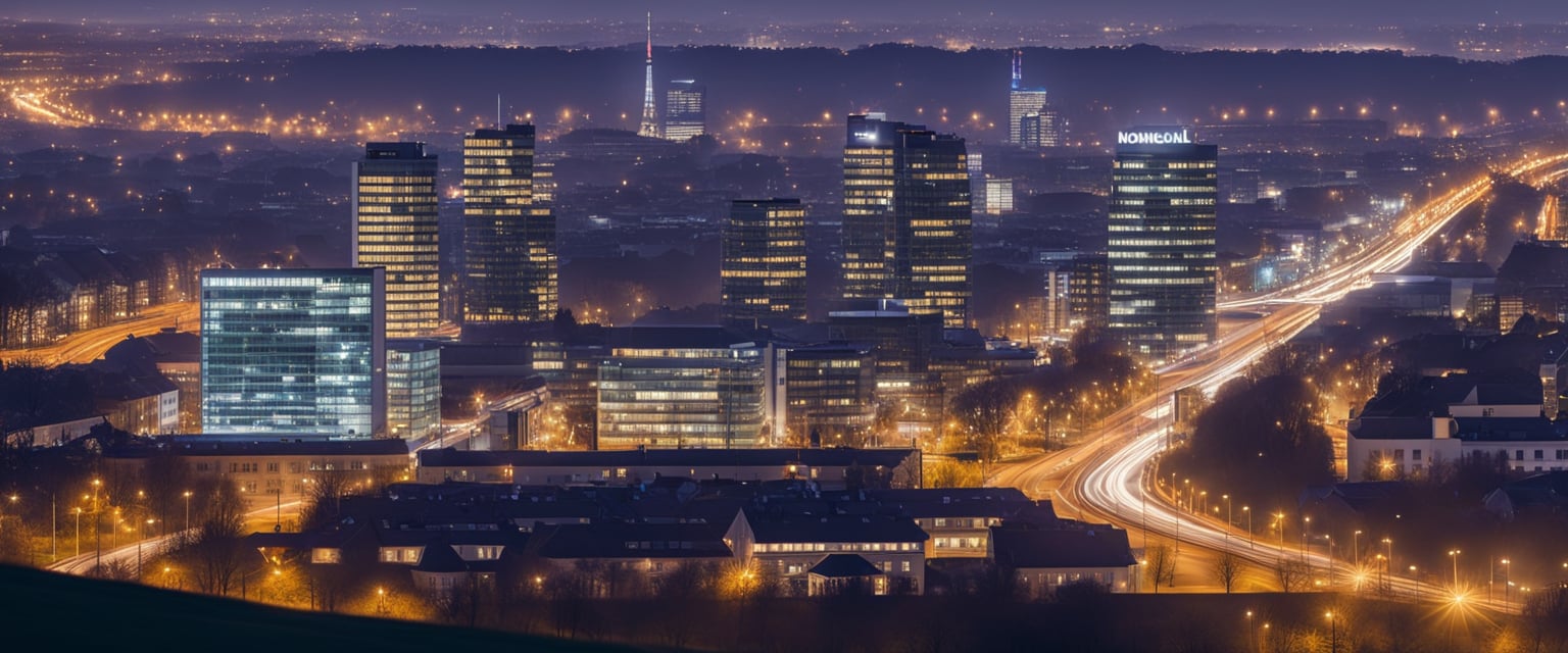 Eine moderne Website mit sauberem Layout und intuitiver Navigation, die die Stadtansicht von Mönchengladbach im Hintergrund zeigt.