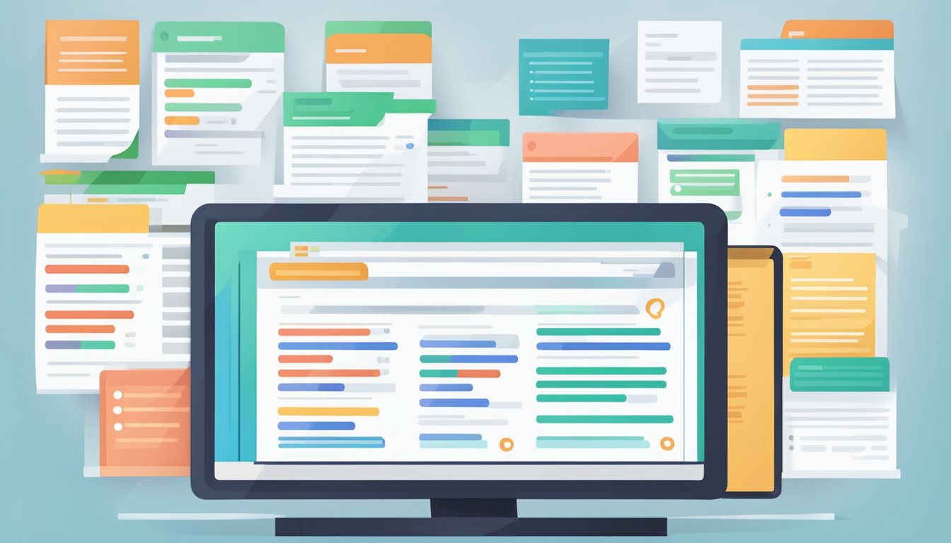 En dataskjerm med en liste over spørsmål og svar, omgitt av et rent og moderne design