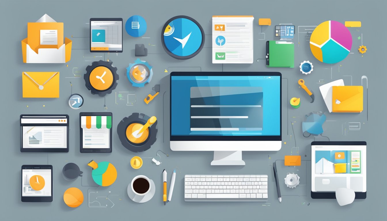 En digital markedsføringskampanje med ulike verktøy og strategier som brukes for å promotere et produkt eller en tjeneste