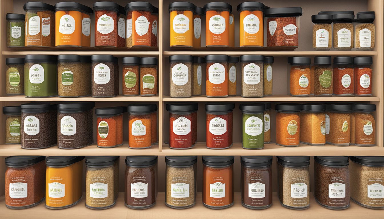 A variety of vibrant spices and blends, including simply organic chili powder, arranged in an inviting display