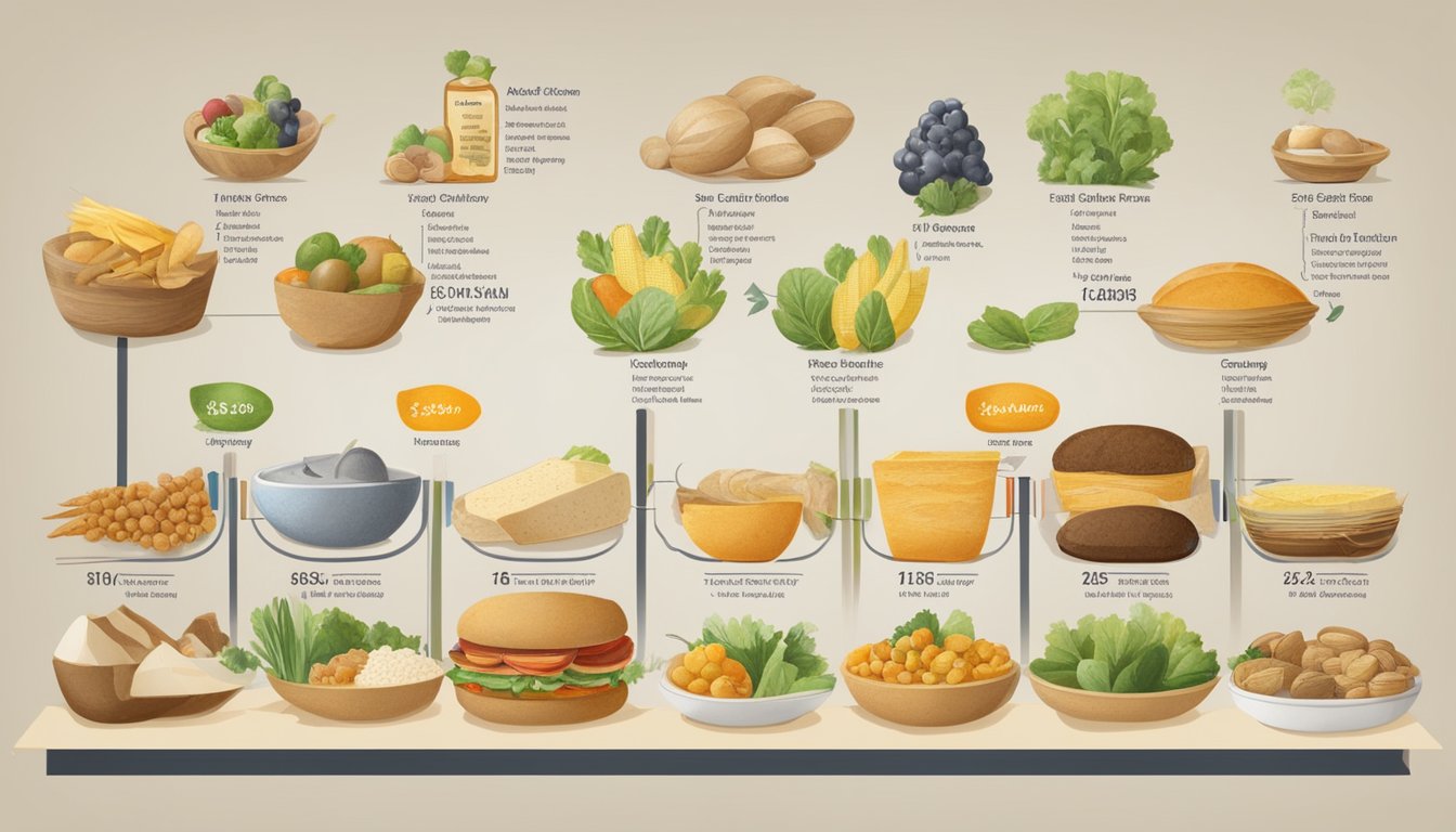 A timeline of ancient and modern food sources, with a focus on the 5:2 diet, displayed on a wall