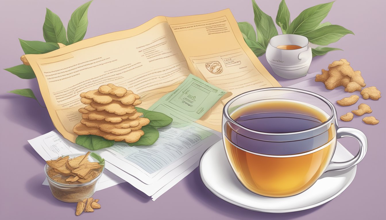 A steaming cup of Yogi Tea's organic ginger tea surrounded by company policy documents