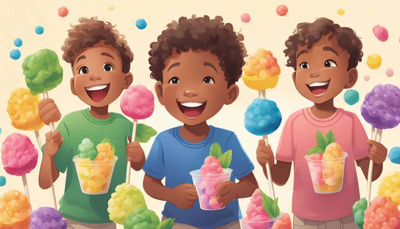 A group of children happily enjoying YumEarth organic pops of various flavors