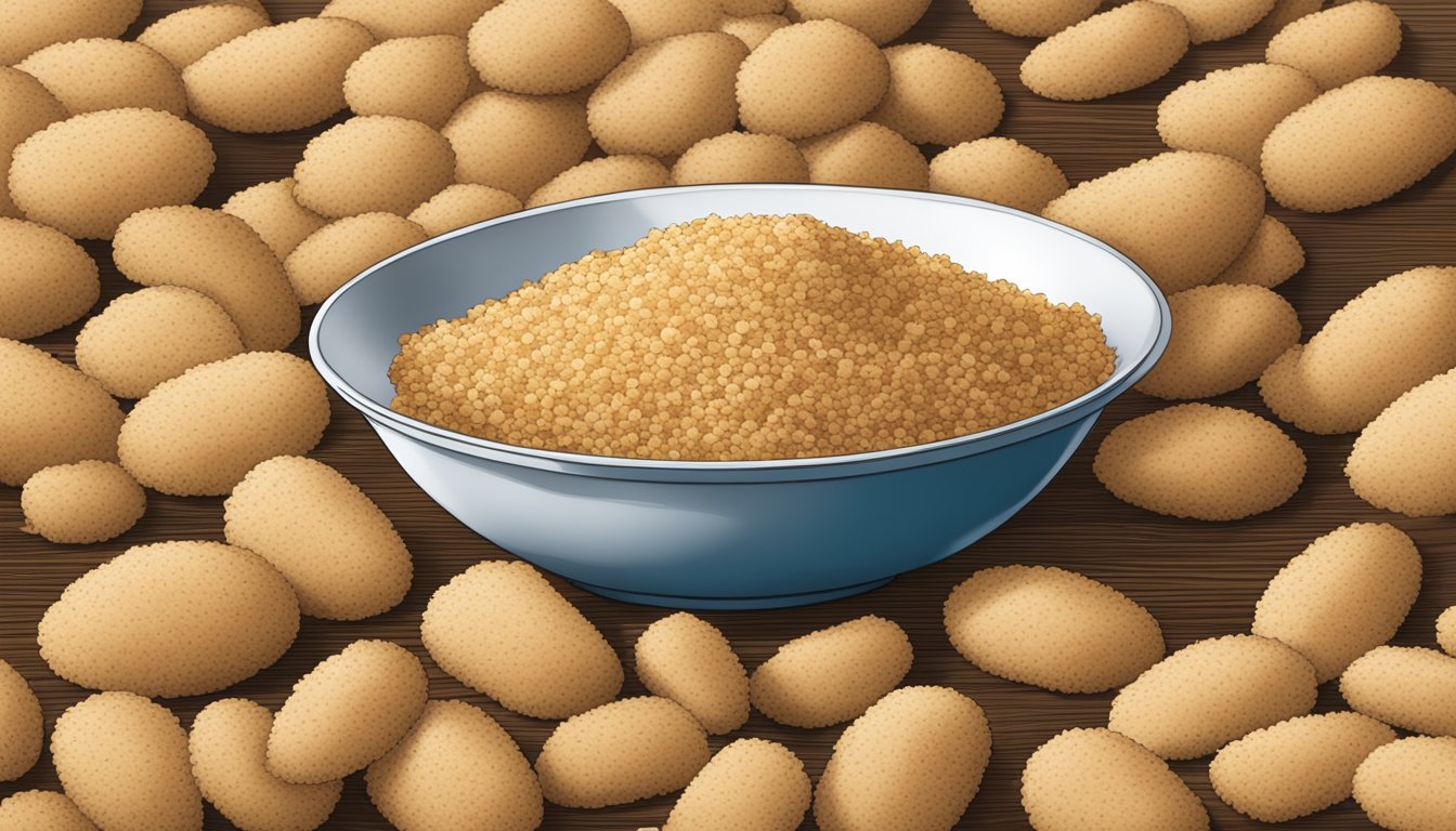 A bowl of Progresso Italian style bread crumbs next to a pile of plain bread crumbs