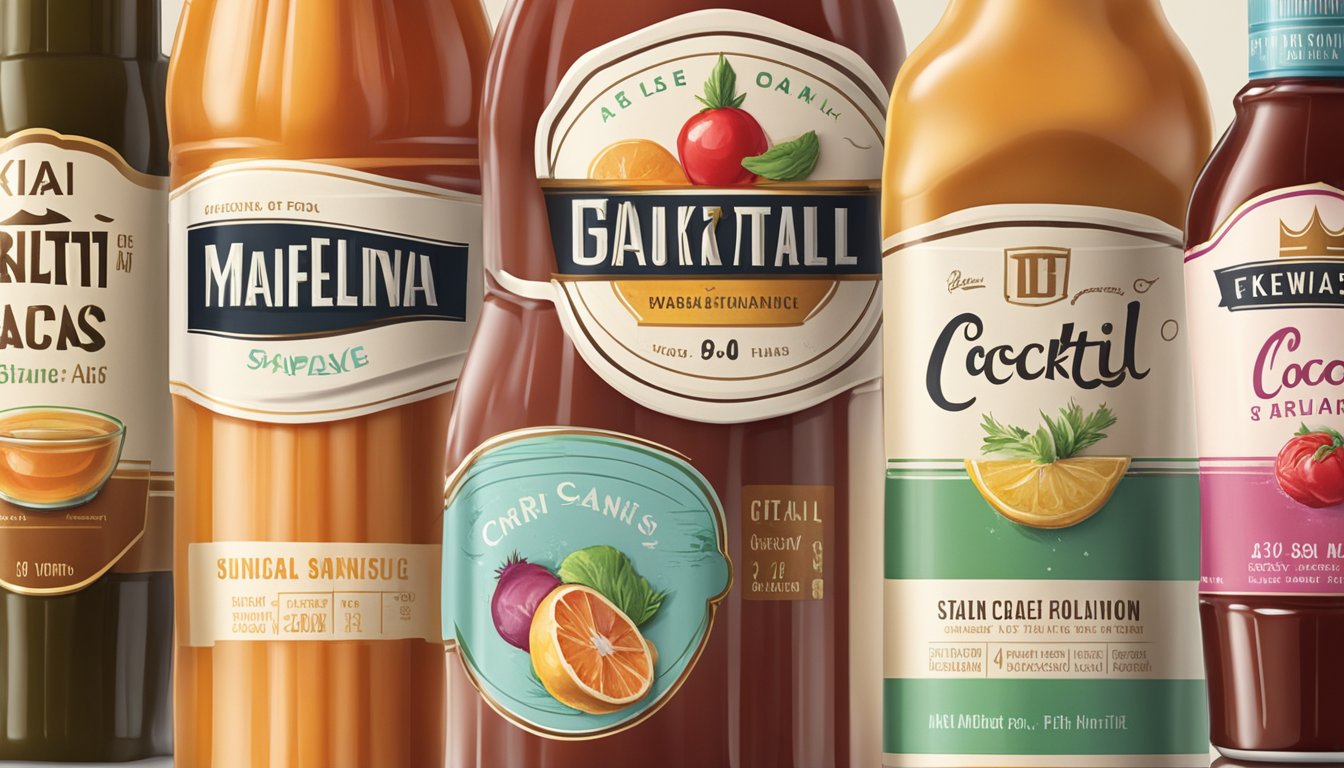 A table with various brands of cocktail sauce lined up for comparison