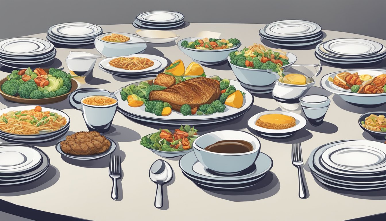 A table set with a single large, balanced meal, surrounded by empty plates, symbolizing the breaking of the traditional three-meal paradigm