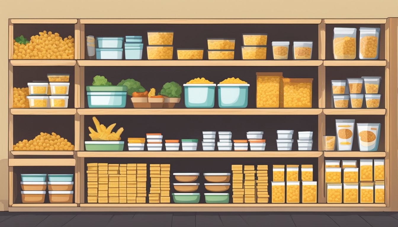 A kitchen pantry with neatly organized shelves filled with boxes of Annie's organic macaroni and cheese