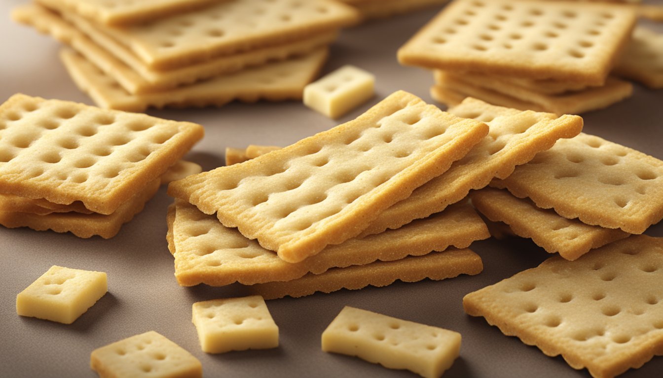 A close-up of a pile of Schar gluten-free table crackers, showcasing their texture and quality