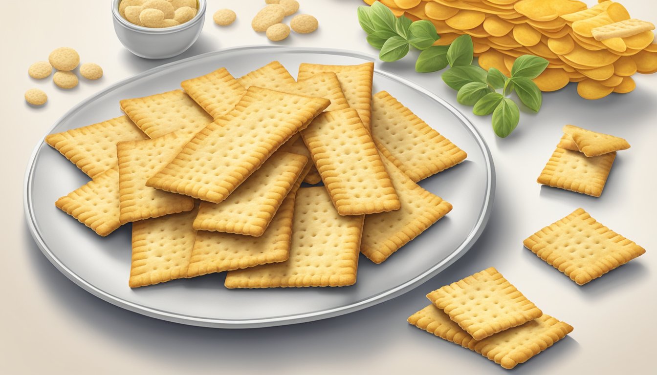 A plate of Schar gluten free table crackers arranged in a neat and appetizing display