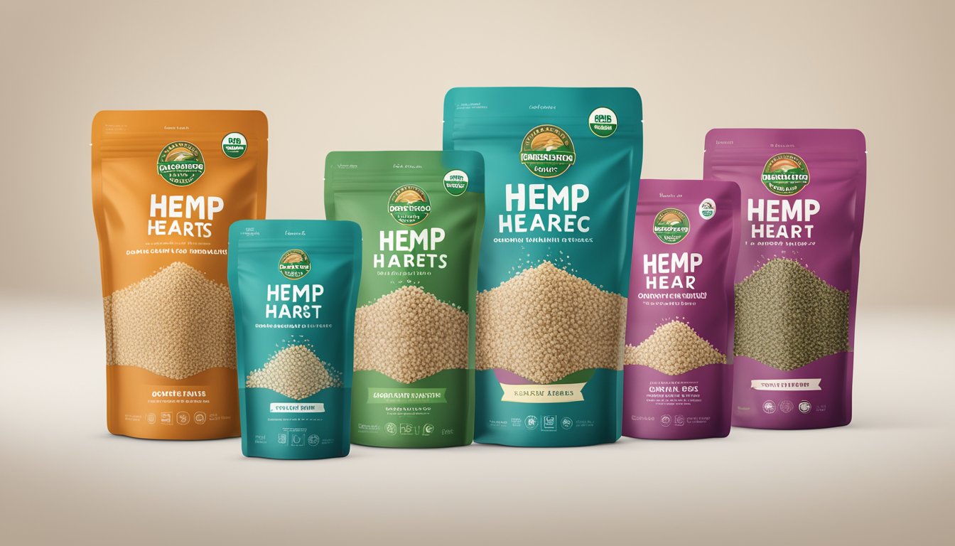 A vibrant display of Manitoba Harvest organic hemp hearts with promotional signage and offers