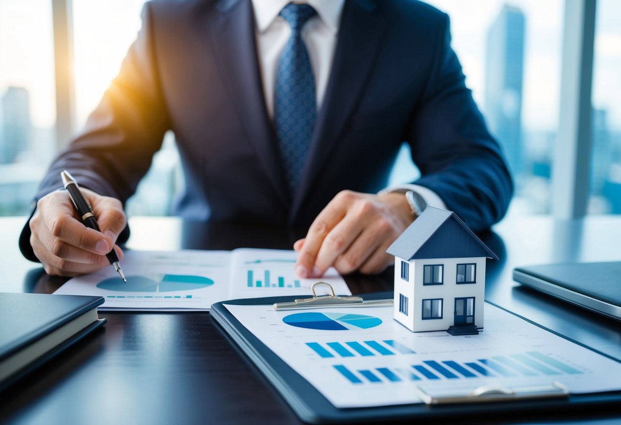 A commercial real estate appraiser reviews property data and market trends, considering the benefits and considerations of reciprocity in the process