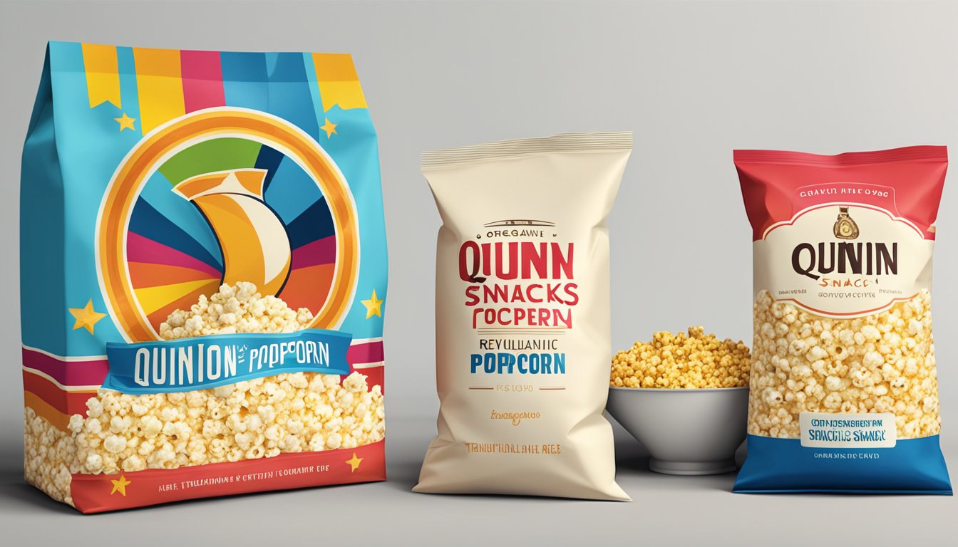 A colorful package of Quinn Snacks organic microwave popcorn sits next to a traditional bag of popcorn, symbolizing the revolution in snack food choices