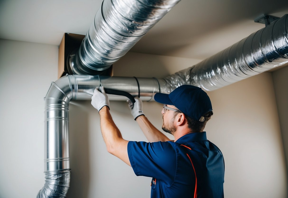 A technician installs ductwork, avoiding common mistakes