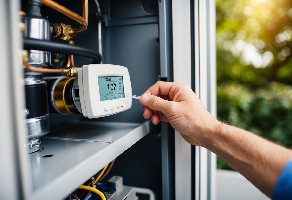 An HVAC system with a thermostat being installed by a DIYer, following compatibility tips