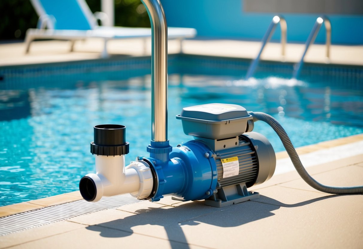 A pool pump and filter system circulates water through a pool, while a skimmer removes debris from the surface, and a pool heater regulates water temperature