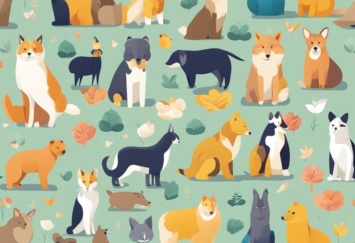 A colorful poster with icons of animals and contact details for pet adoption agencies in Australia