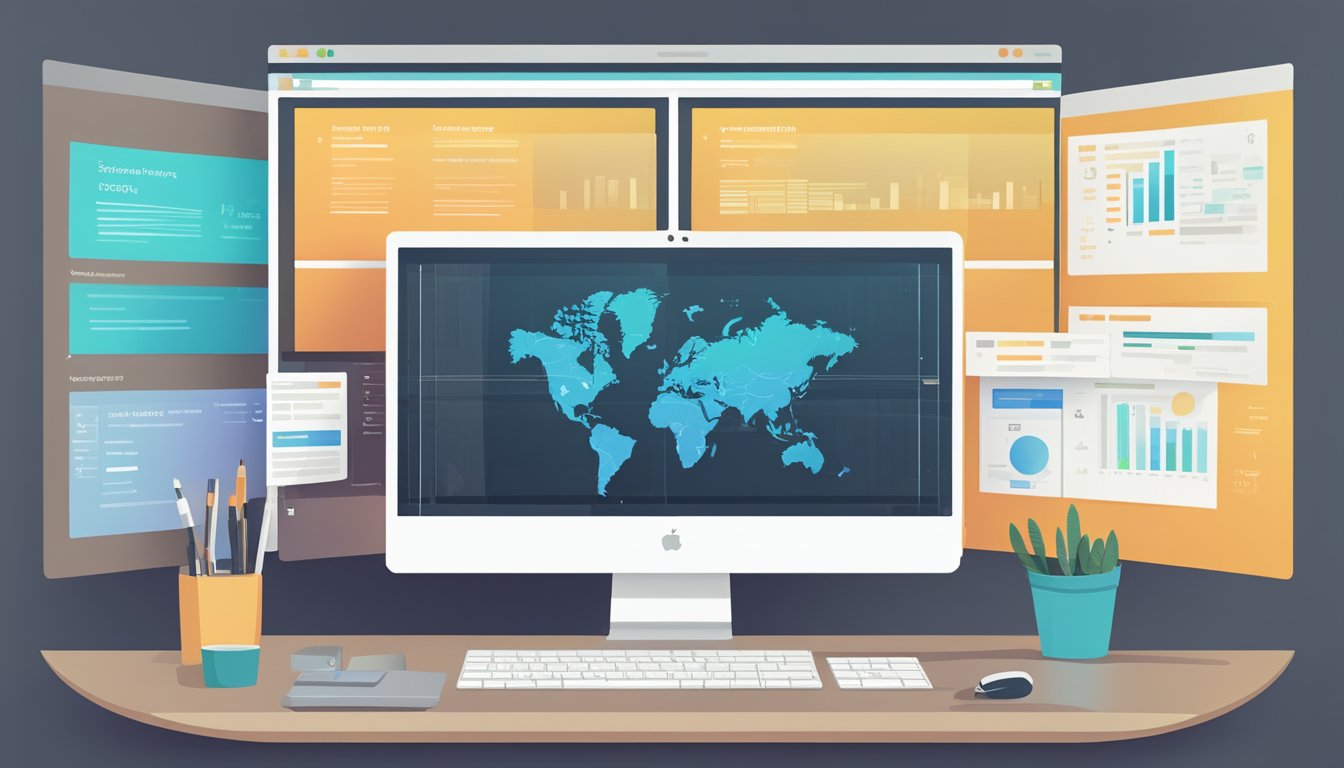 En dataskjerm med flere åpne vinduer som viser kode og designelementer for tilpasning av WordPress-plugins