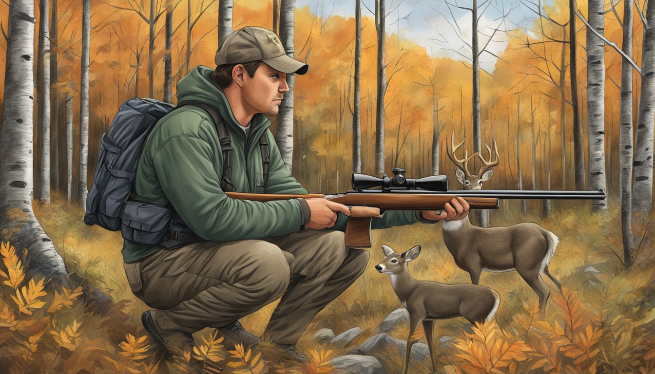 A hunter in Maine applies for licenses and permits for deer hunting