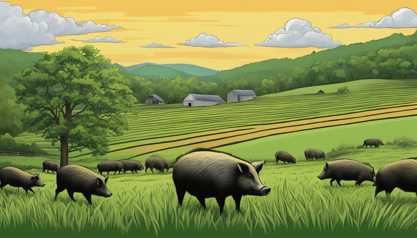 Lush Kentucky farmland disrupted by wild hog destruction, causing economic strain