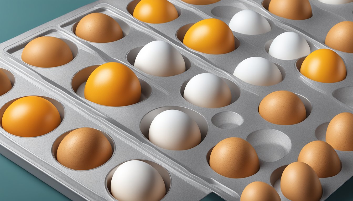 Eggs placed on dehydrator trays, heat gently removing moisture, resulting in powdered form